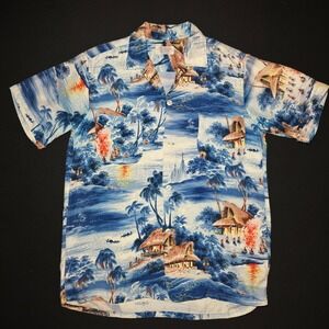 Vintage 1950s Penneys‎ Aloha Hawaiian Shirt Made Japan Rayon Hula Tiki Small